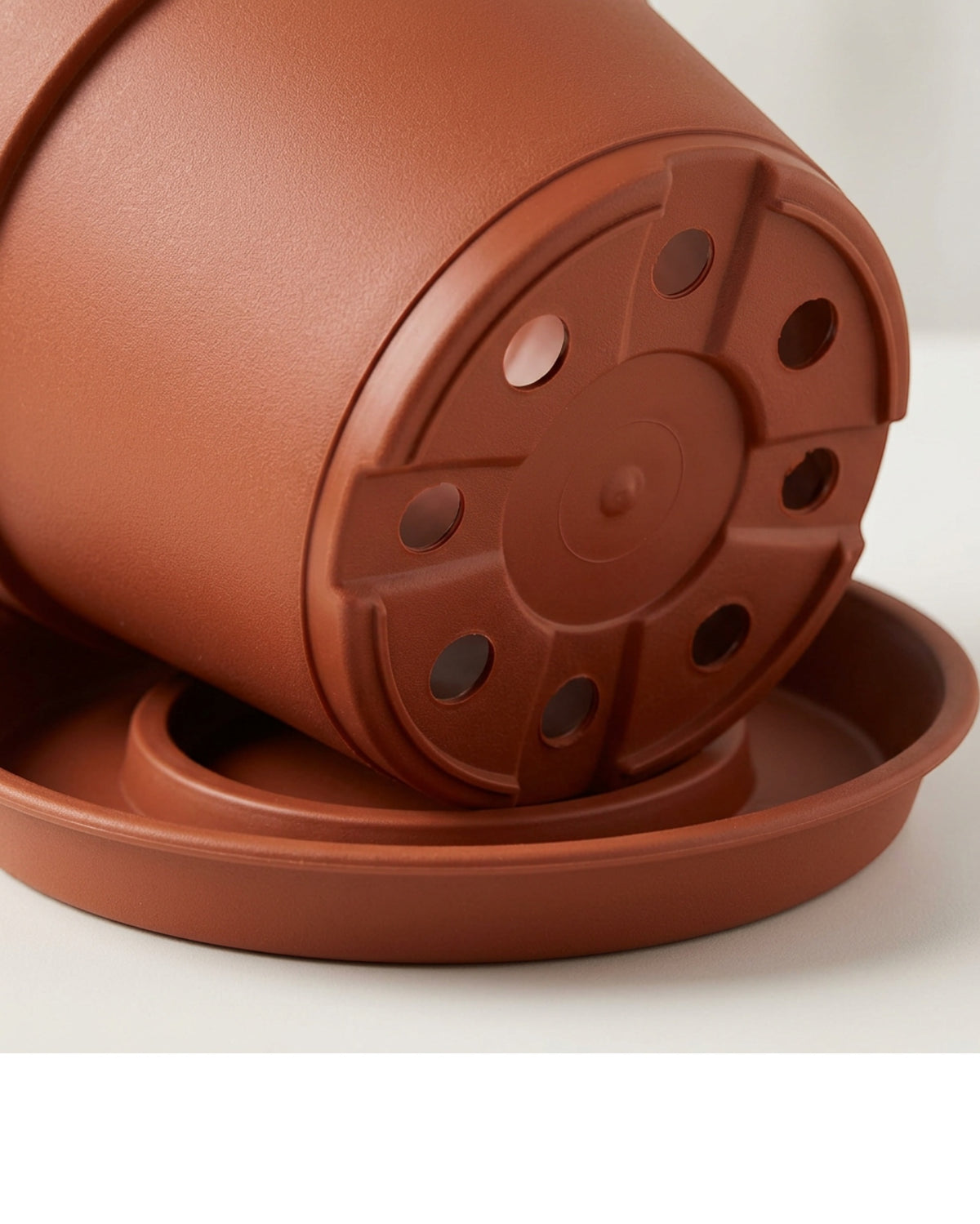 Edkvn Three Pack Eight Inch Plastic Nursery Pots Terracotta - Detail view