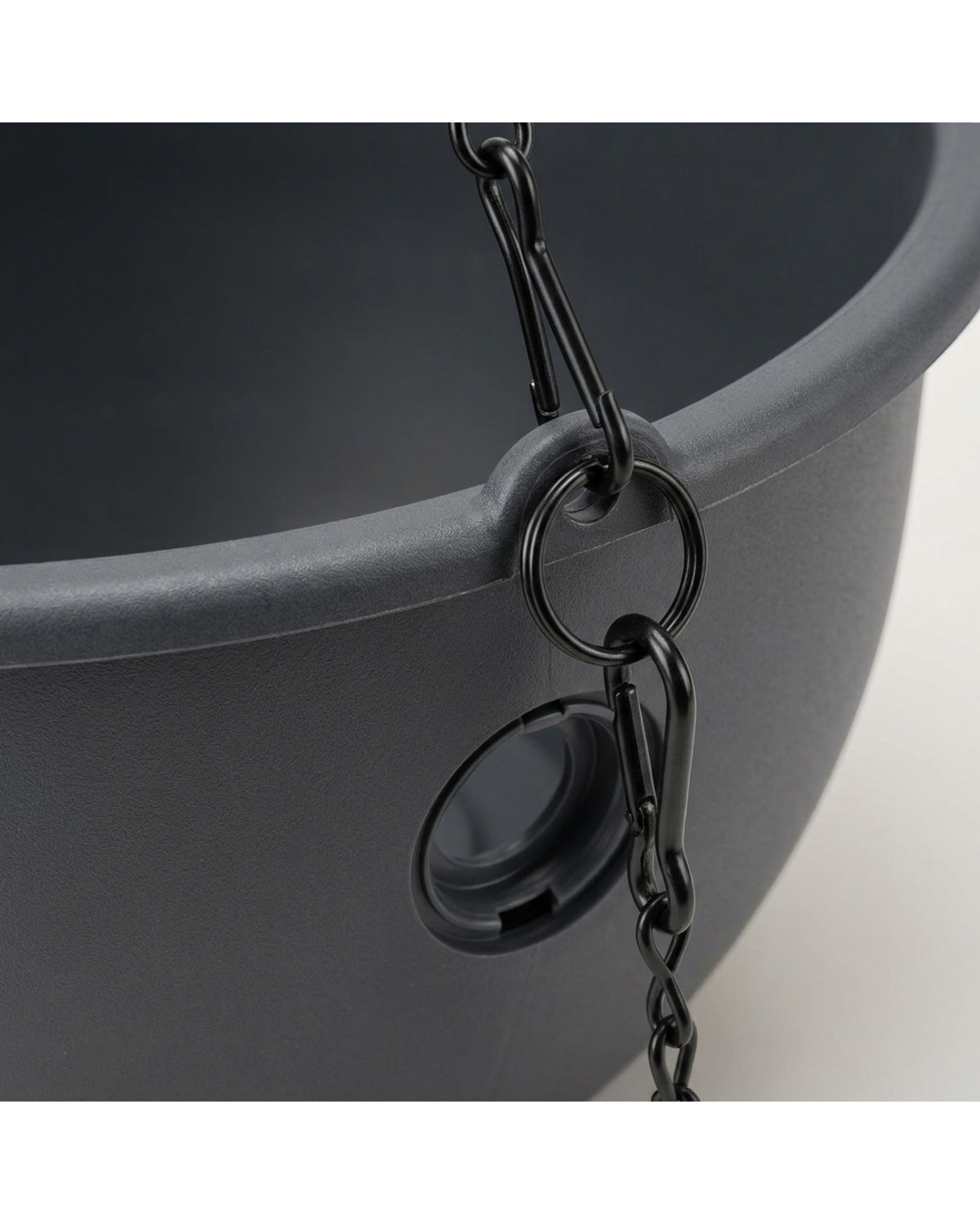 Edkvn Twelve Inch Three Point Chain Hanging Planter Charcoal - Detail view