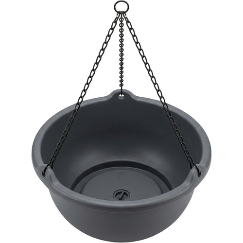 Edkvn Twelve Inch Three Point Chain Hanging Planter Charcoal - Product view